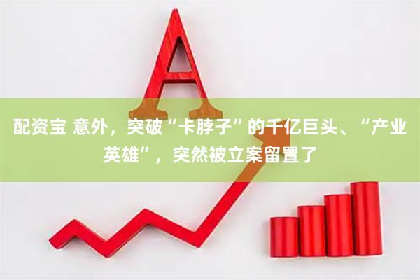 配资宝 意外，突破“卡脖子”的千亿巨头、“产业英雄”，突然被立案留置了