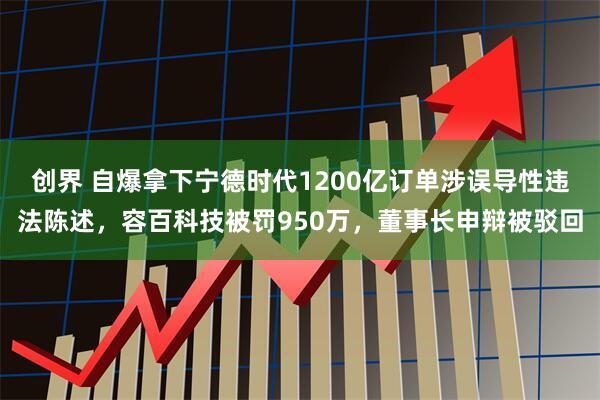 创界 自爆拿下宁德时代1200亿订单涉误导性违法陈述，容百科技被罚950万，董事长申辩被驳回