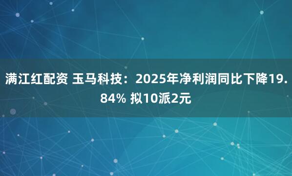 满江红配资 玉马科技:2025年净利润同比下降19.84% 拟10派2元