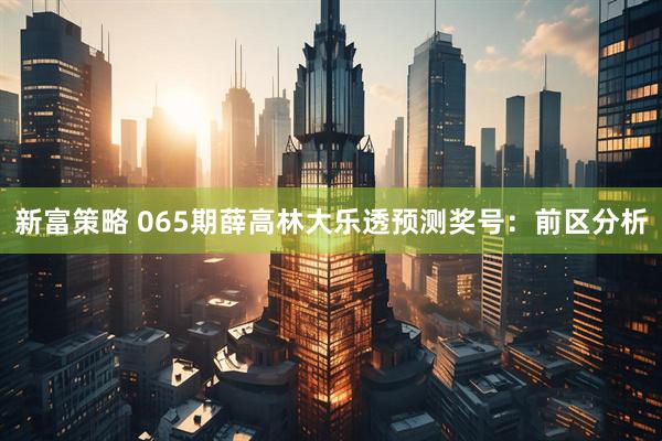新富策略 065期薛高林大乐透预测奖号:前区分析